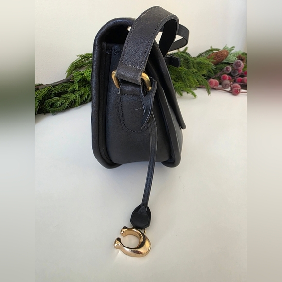 Vintage Coach Geometric Vista Crossbody/Shoulder Bag In Black Leather - Picture 6 of 15